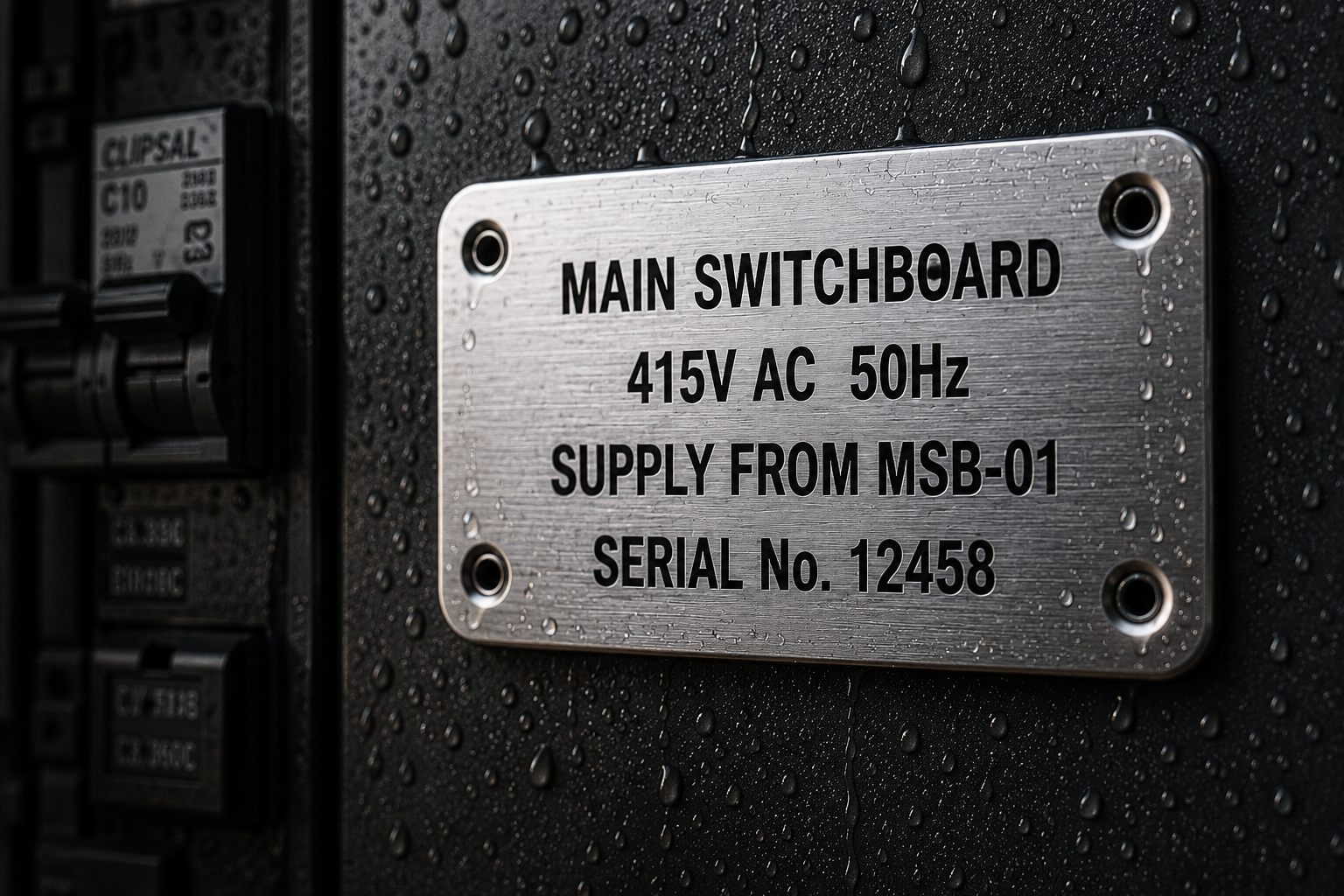SS316 Stainless Steel engraved Main Switchboard label