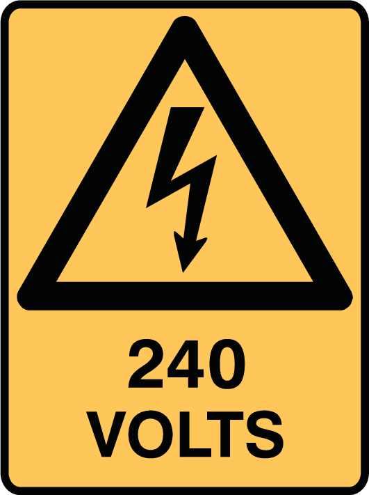 240 Вольт. Warning tag. Flame vs Volts.