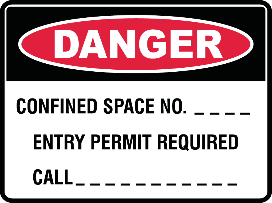 Plastic Tags - Danger Confined Space Marker / Asset Safety Sign