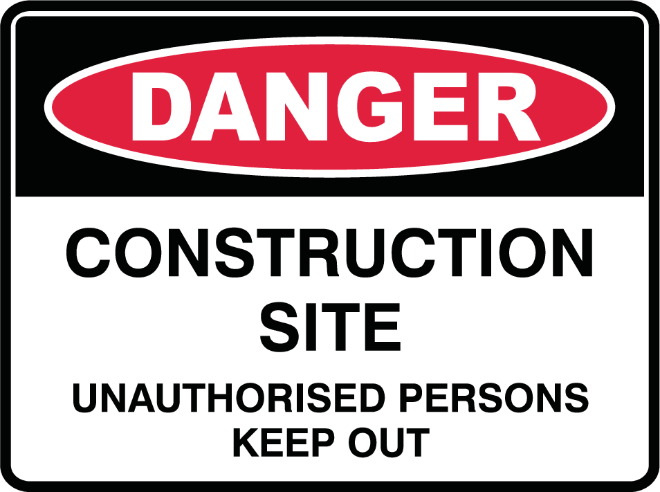Plastic Tags - Danger Construction Site Unauthorised Persons Keep Out ...