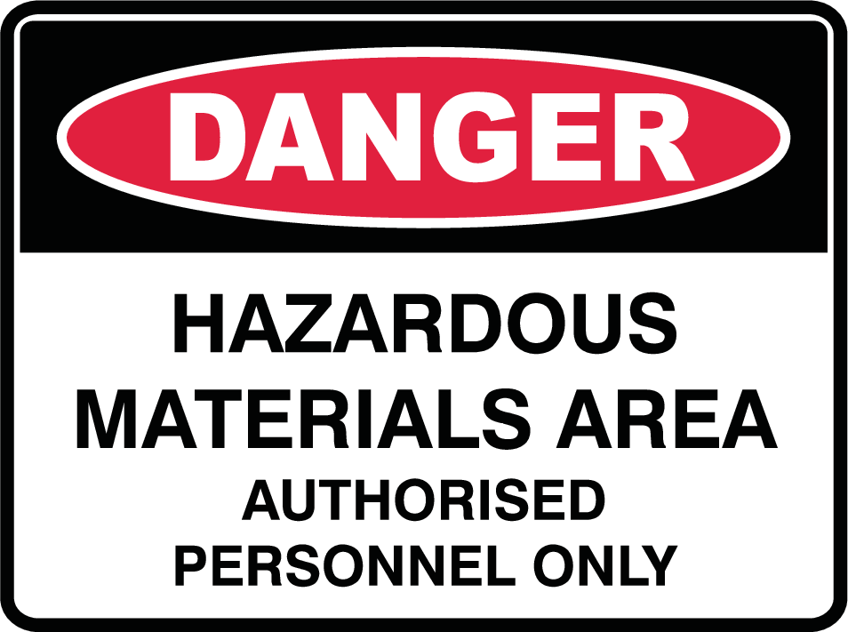 Plastic Tags - Danger Hazardous Materials Area Authorised Personnel ...