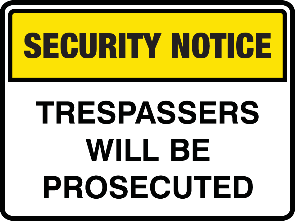 Plastic Tags - Security Notice Trespassers Will Be Prosecuted Safety Sign